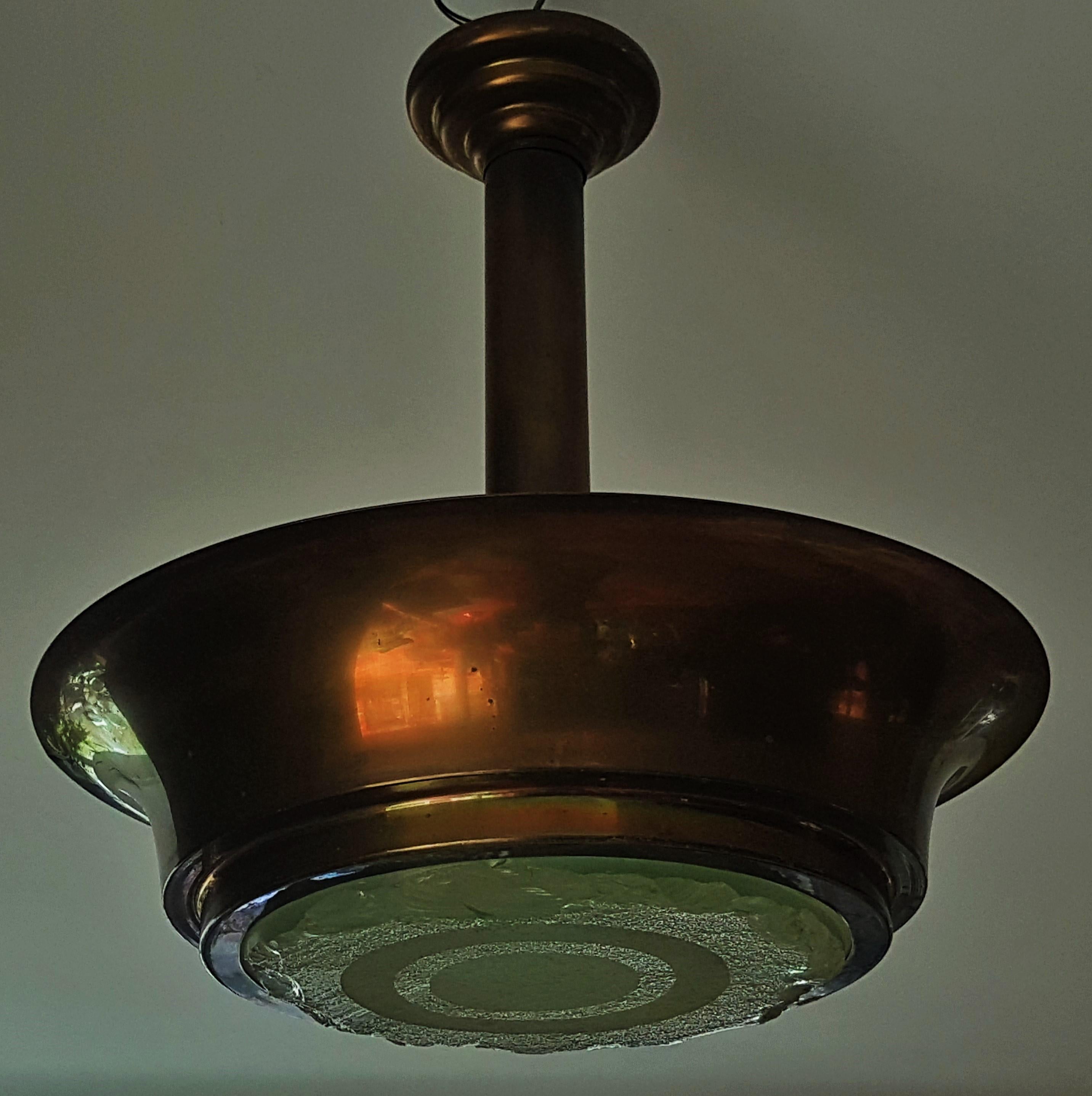 Art Deco Chandelier Style Perzel with Saint Gobain Glass, France, 1940 8