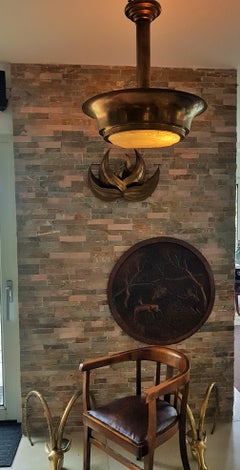 Art-Deco-Kronleuchter im Perzel-Stil mit Saint-Gobain-Glas:: Frankreich:: 1940