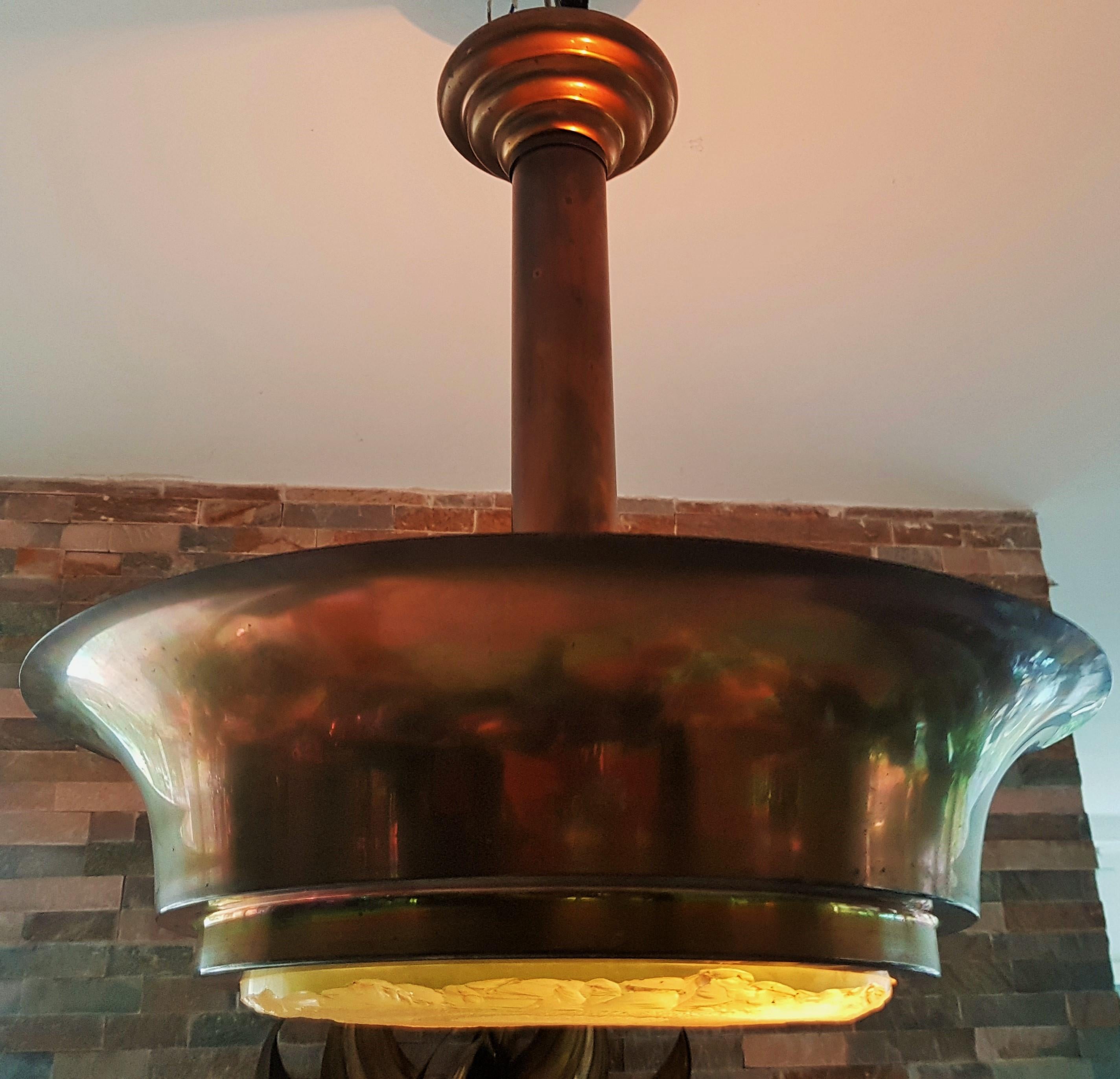 Art Deco Chandelier Style Perzel with Saint Gobain Glass, France, 1940 In Good Condition In Saarbruecken, DE