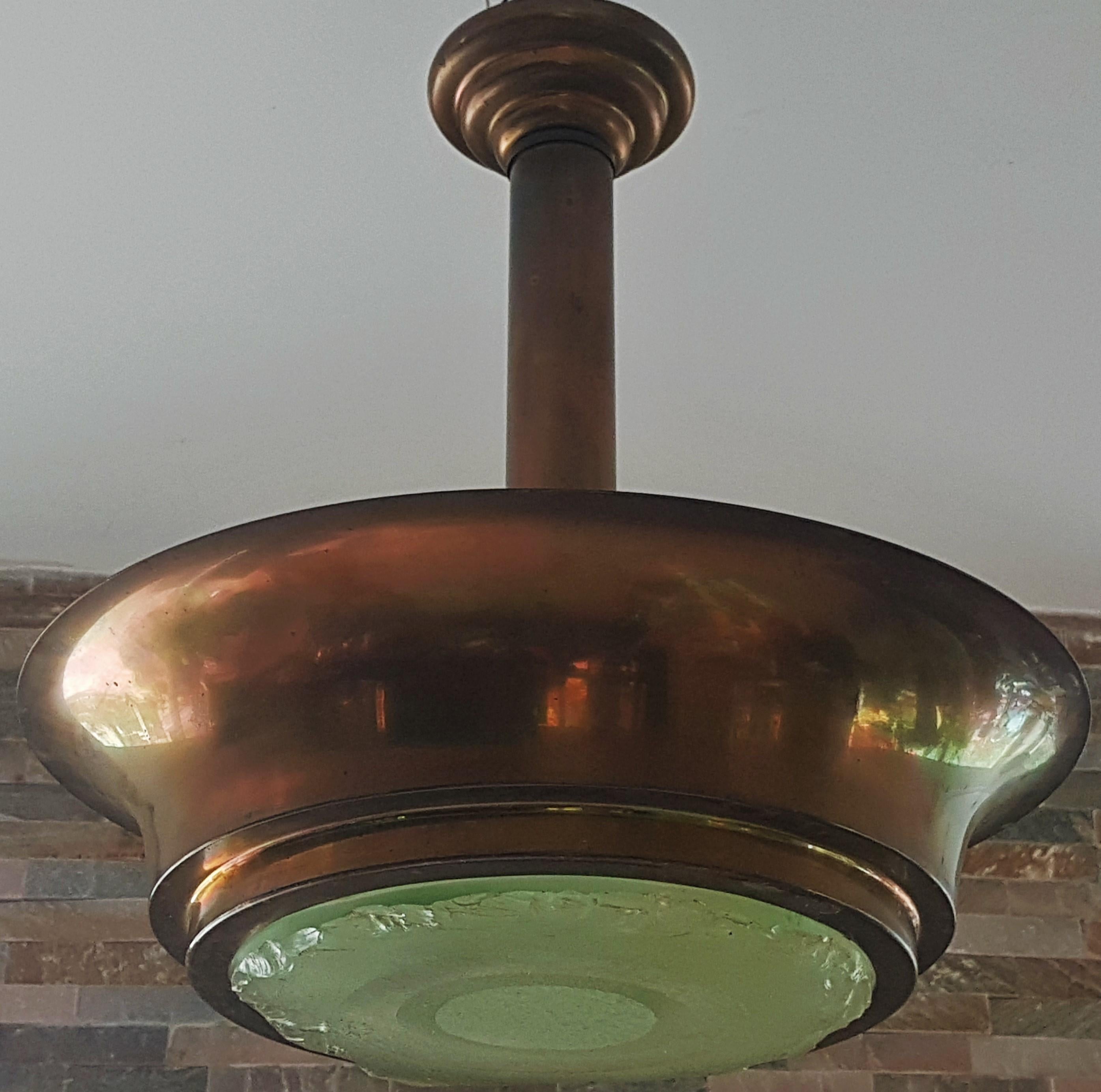 Art Deco Chandelier Style Perzel with Saint Gobain Glass, France, 1940 1