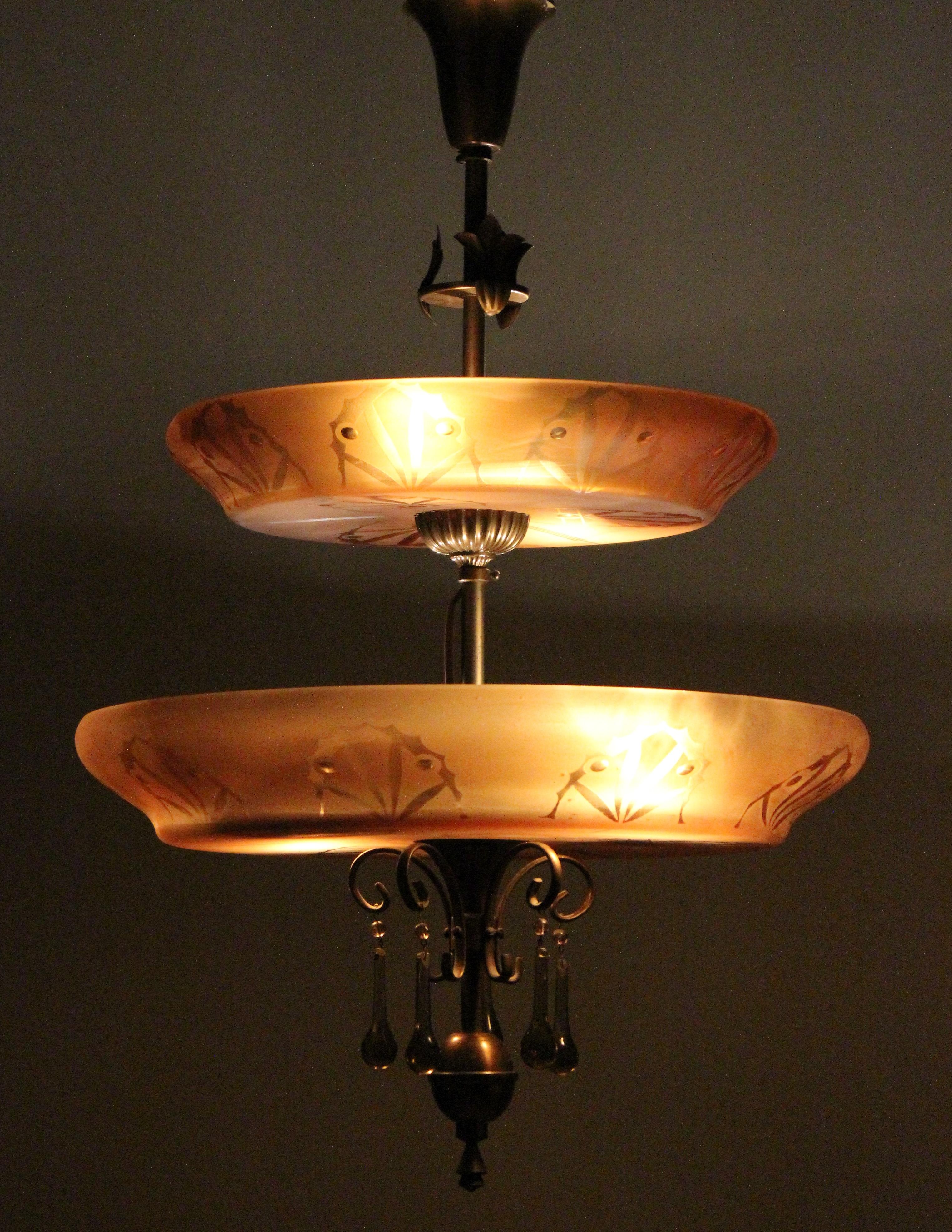 Art Deco Chandelier, Sweden, 1920-1930 For Sale 6