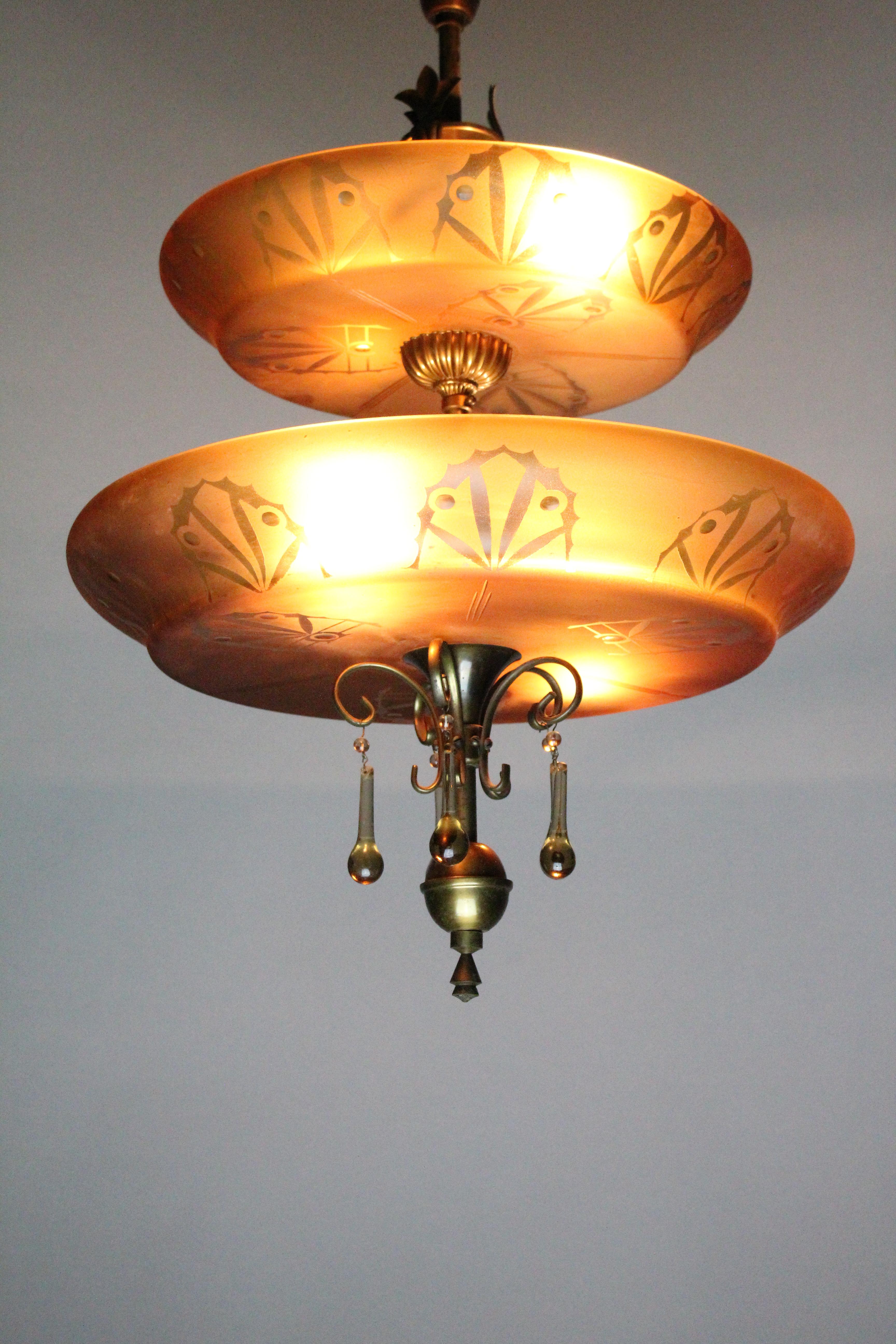 Art Deco Chandelier, Sweden, 1920-1930 For Sale 7