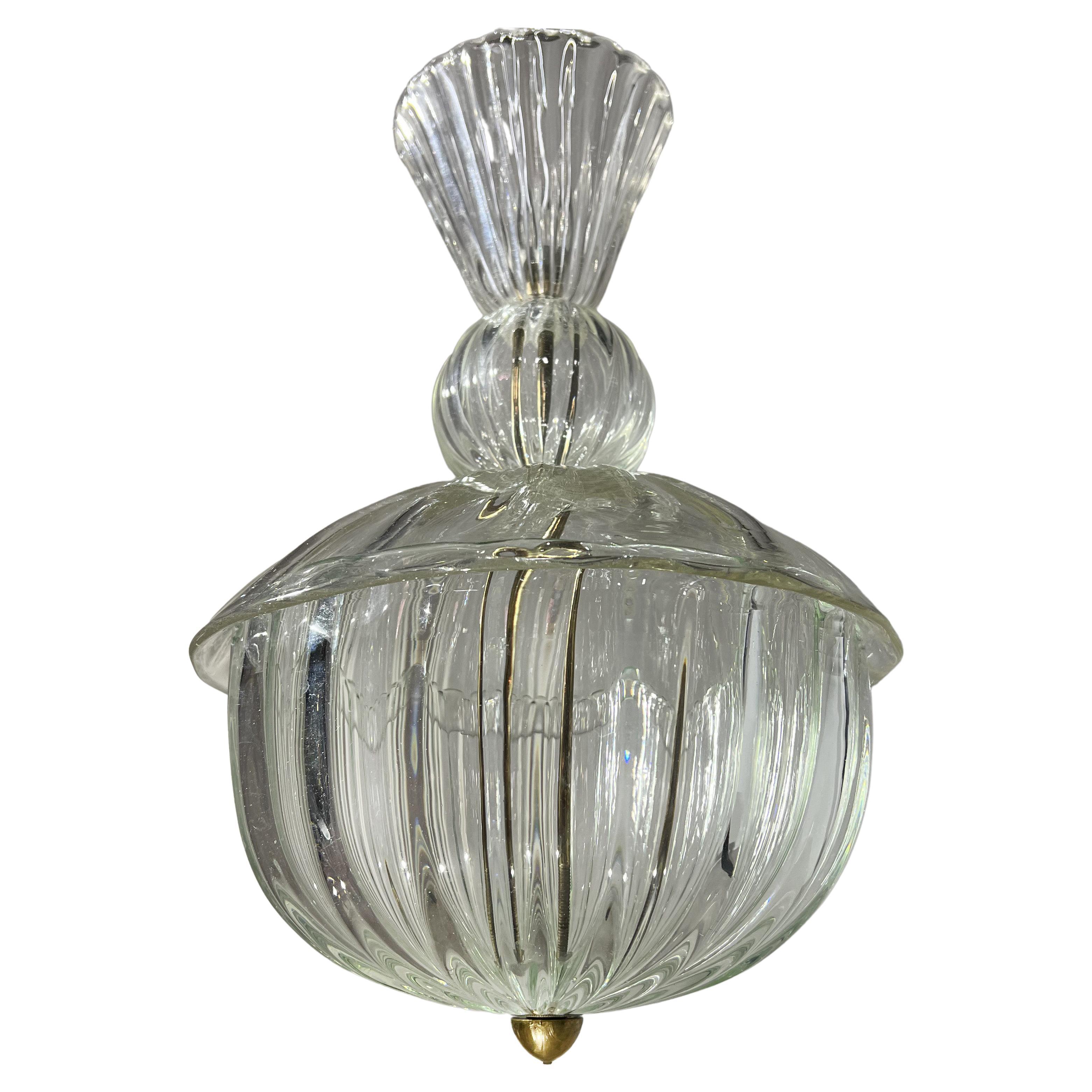 Art Deco Chandelier "The Prince" by Ercole Barovier, Murano, 1940s For Sale