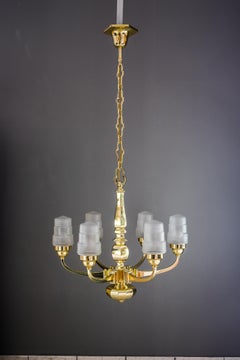 Art Deco Chandelier Vienna 1920s with Original Glass Shades