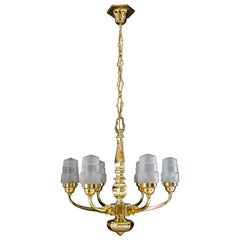 Art Deco Chandelier Vienna 1920s with Original Glass Shades