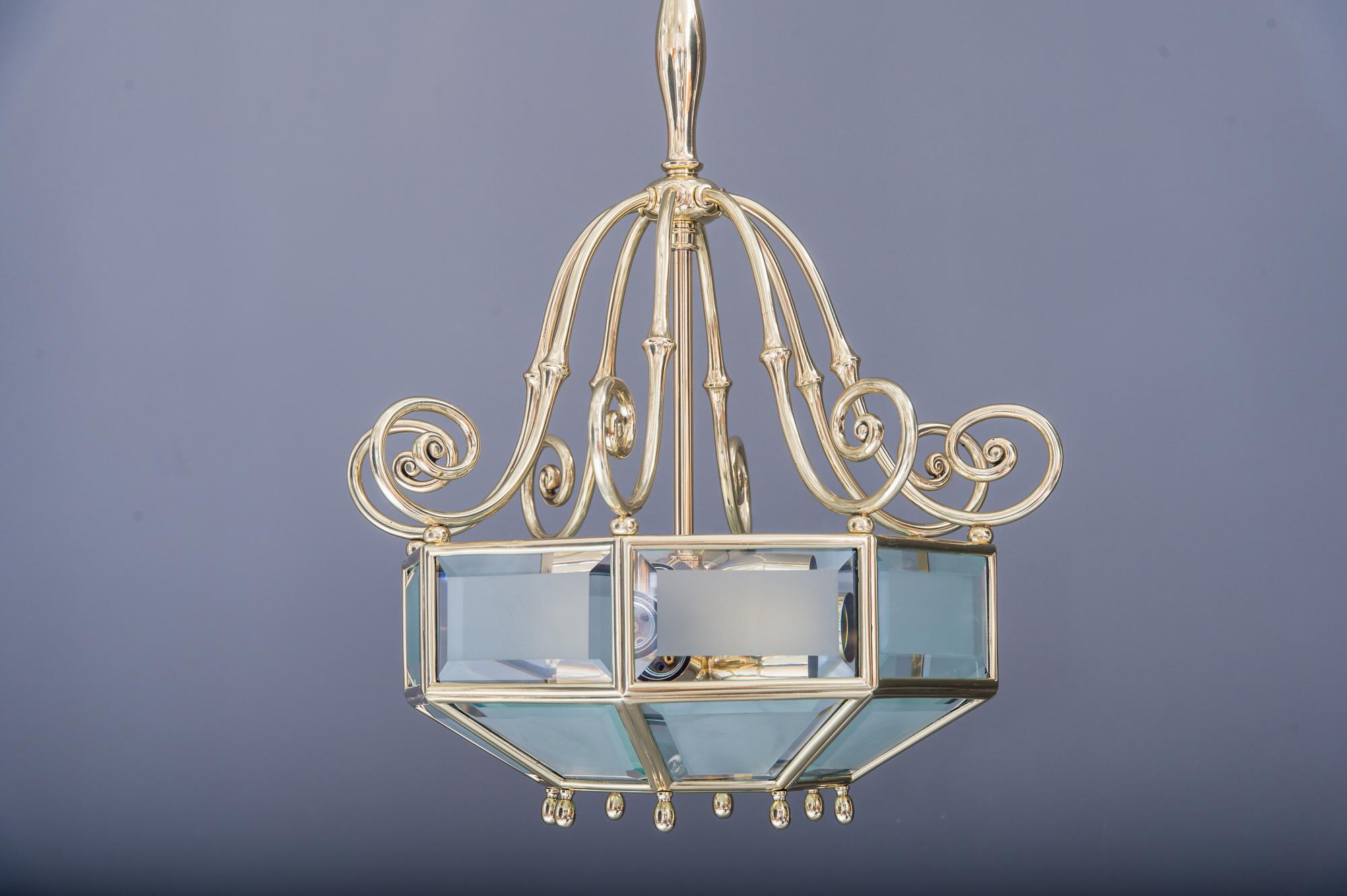 Lacquered Art Deco chandelier, Vienna, circa 1920s For Sale