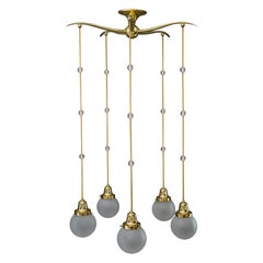 Art Deco Chandelier Vienna around 1920s with Original Glasses