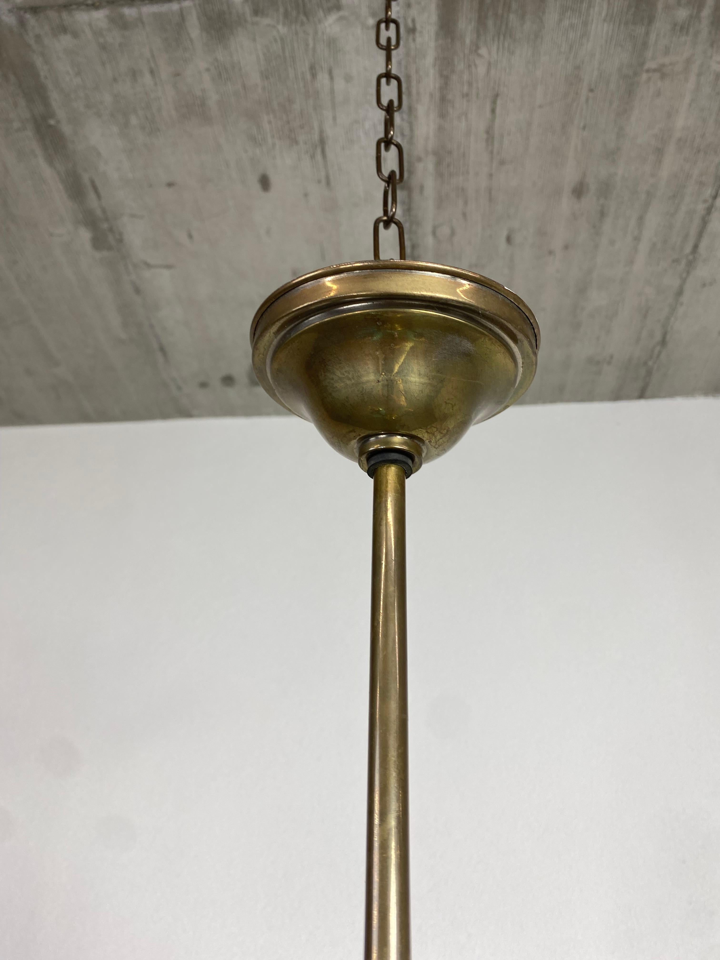 Slovak Art deco chandelier with blue lampshades For Sale