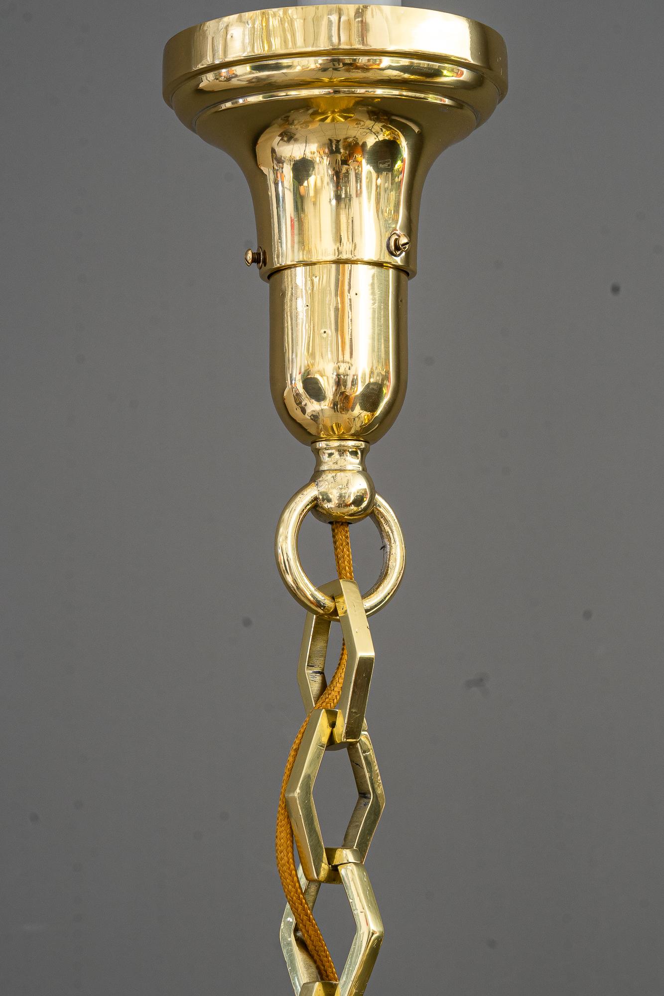 Art Deco Kronleuchter mit Stoffschirmen wien um 1920s (Österreichisch) im Angebot