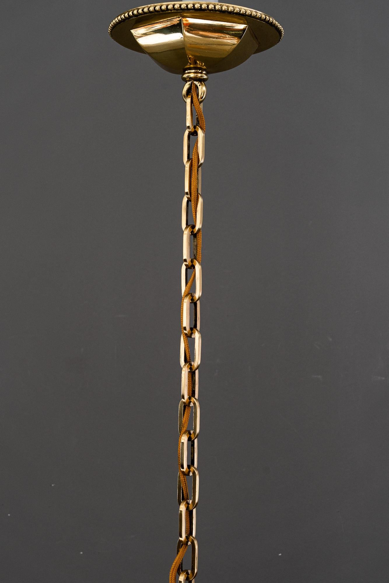 Araña Art Decó con pantallas de tela viena años 20 aproximadamente principios del siglo XX en venta