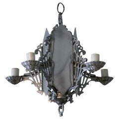 Antique Art Deco Chandelier with Geometric Details