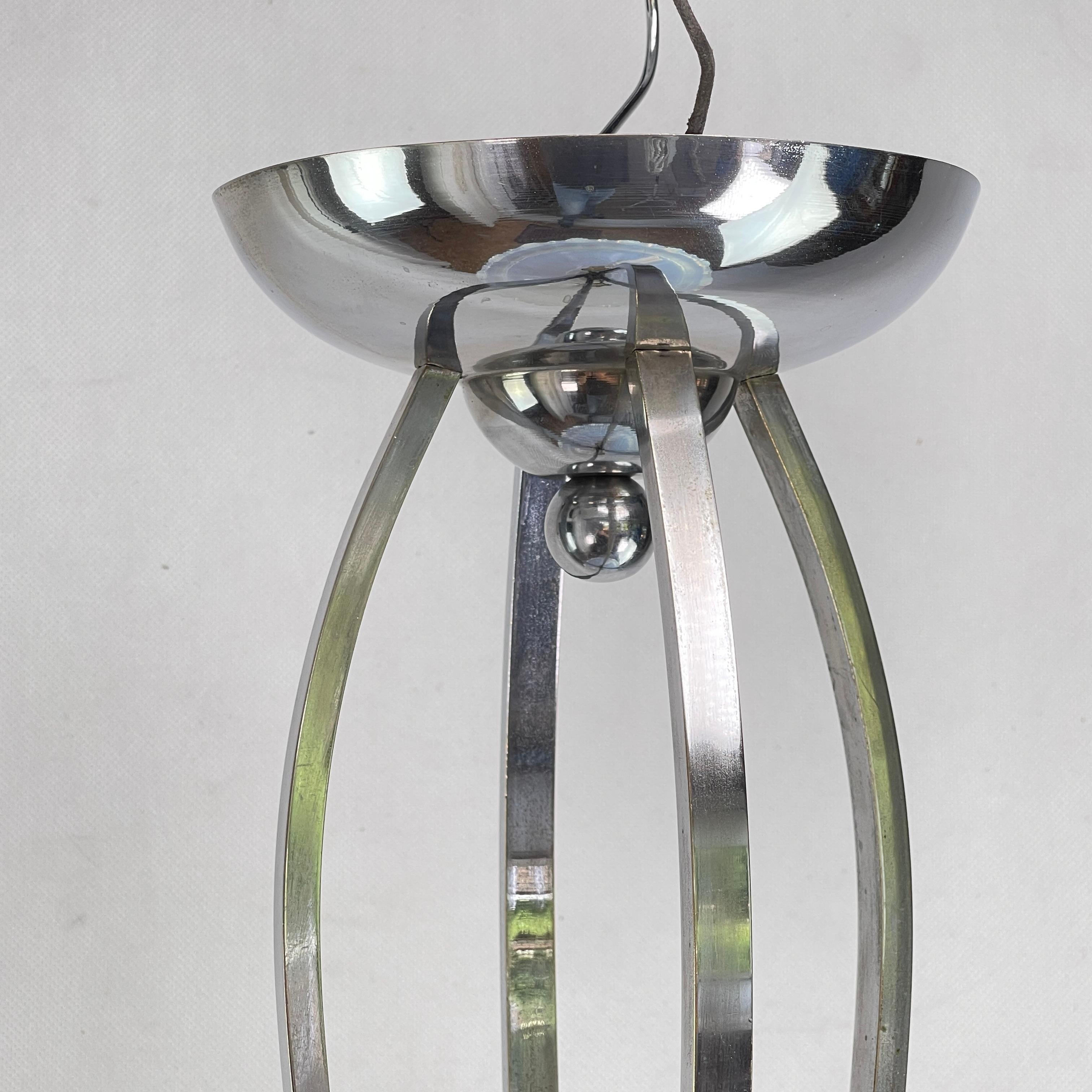 Mid-20th Century Art Deco Chandelier with opalin glass, 1930s For Sale