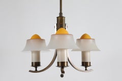 Art Deco Chandelier with Orange Glass Shades by Fog & Mørup Denmark 1930s