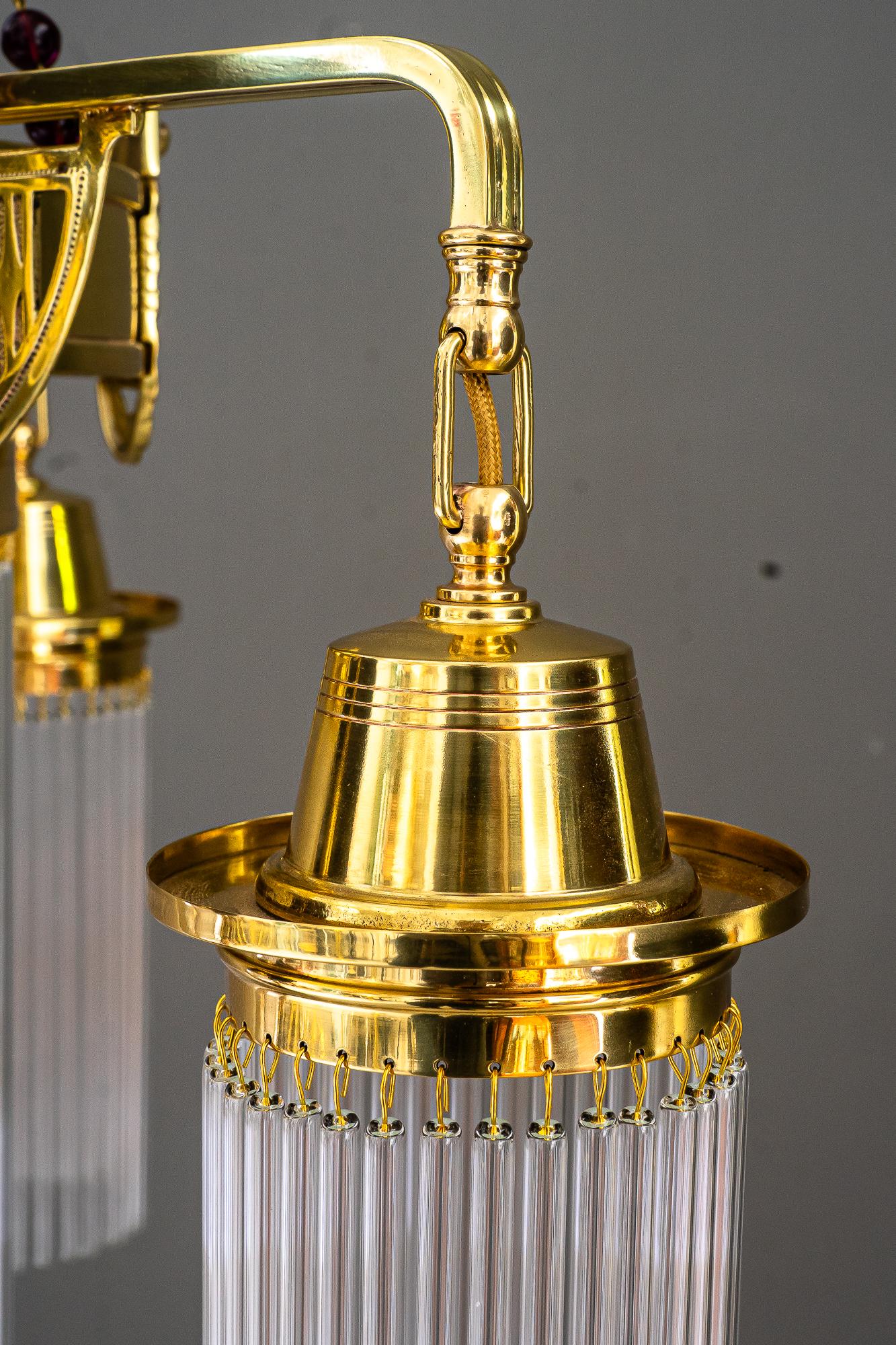 Art Deco Kronleuchter mit original hängenden Glaskugeln Wien um 1920er Jahre im Angebot 4