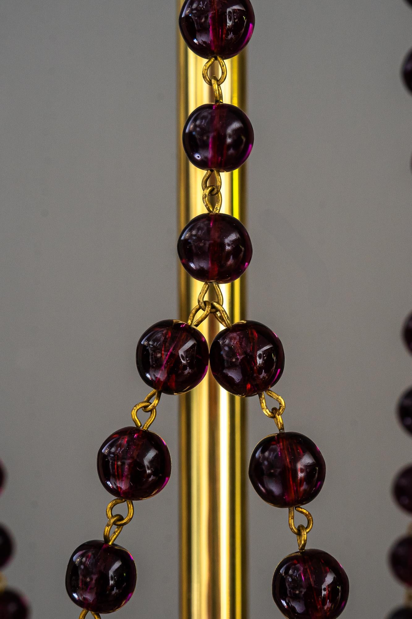 Art Deco Kronleuchter mit original hängenden Glaskugeln Wien um 1920er Jahre im Angebot 12