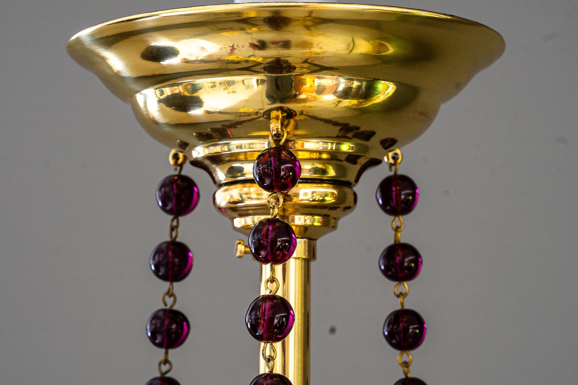 Art Deco Kronleuchter mit original hängenden Glaskugeln Wien um 1920er Jahre im Angebot 2