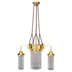 Art Deco chandelier with original hanging glass balls vienna around 1920s