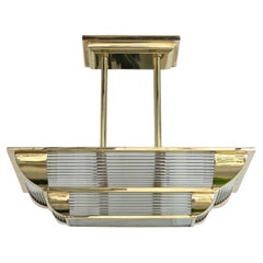 Art Deco Chandelier with polished bronze finish