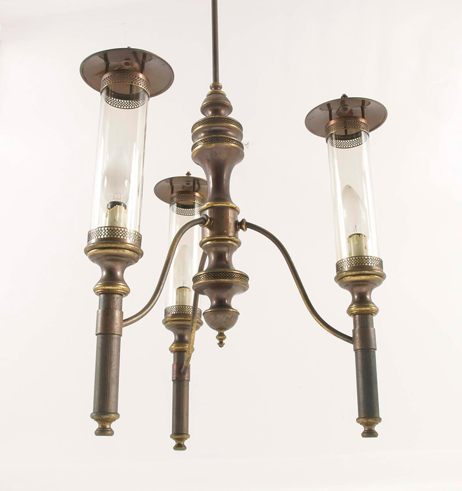 Art Deco Florence Chandelier with Sconces, Burnished Brass, by Florence Art For Sale 4