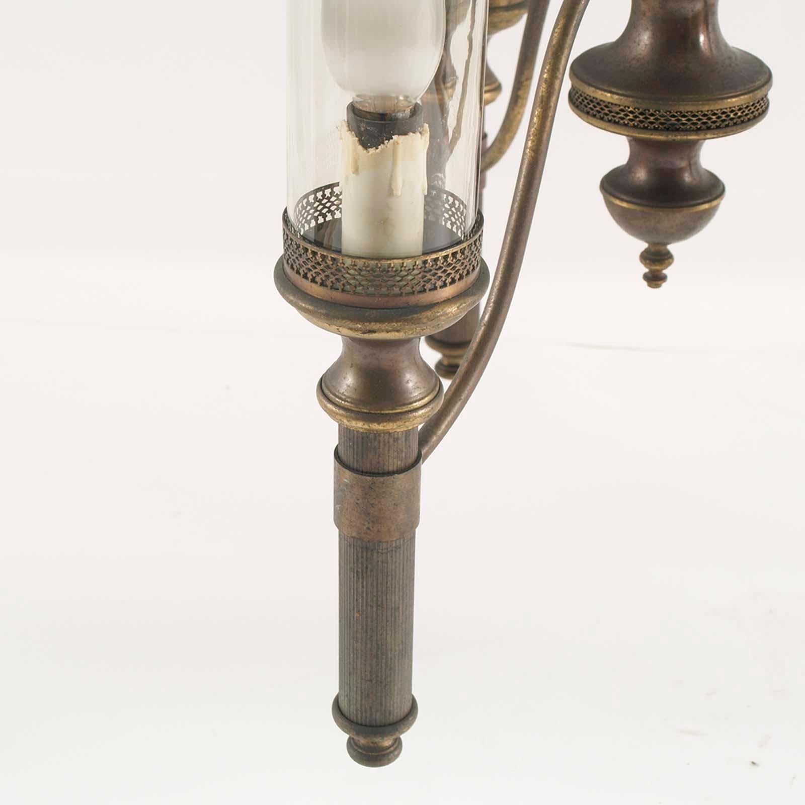 Art Deco Florence Chandelier with Sconces, Burnished Brass, by Florence Art For Sale 2