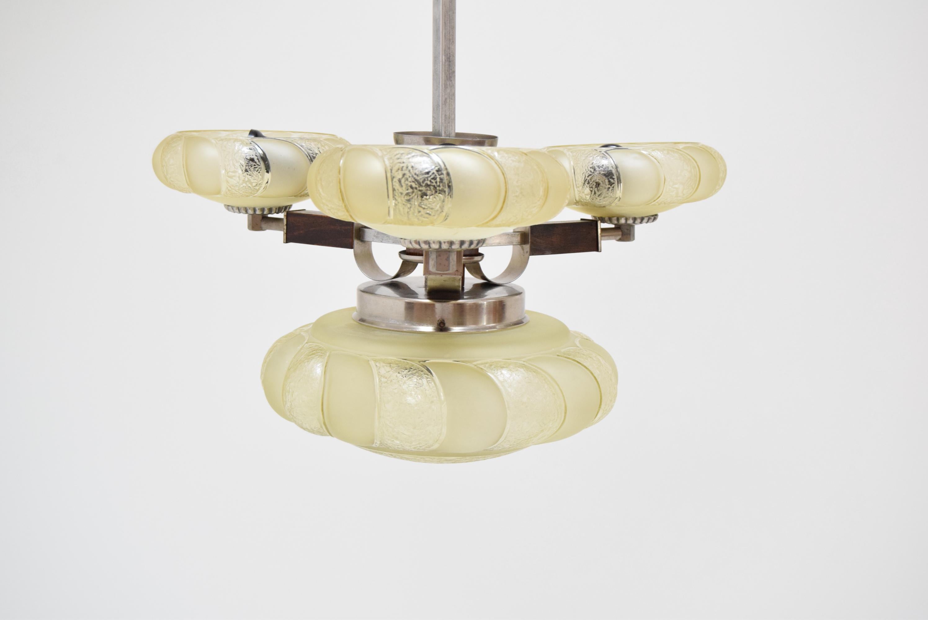 Czech Art Deco Chandelier, 1930s For Sale