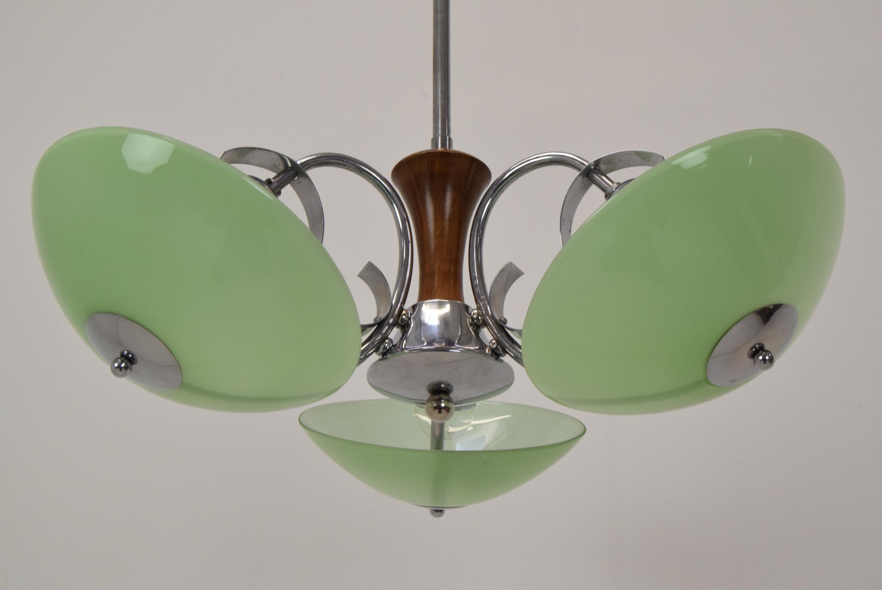 Metal Art Deco Chandelier, 1930's For Sale