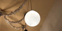 Art Deco Chandeliers in Opaline and Chrome, Style, 1935