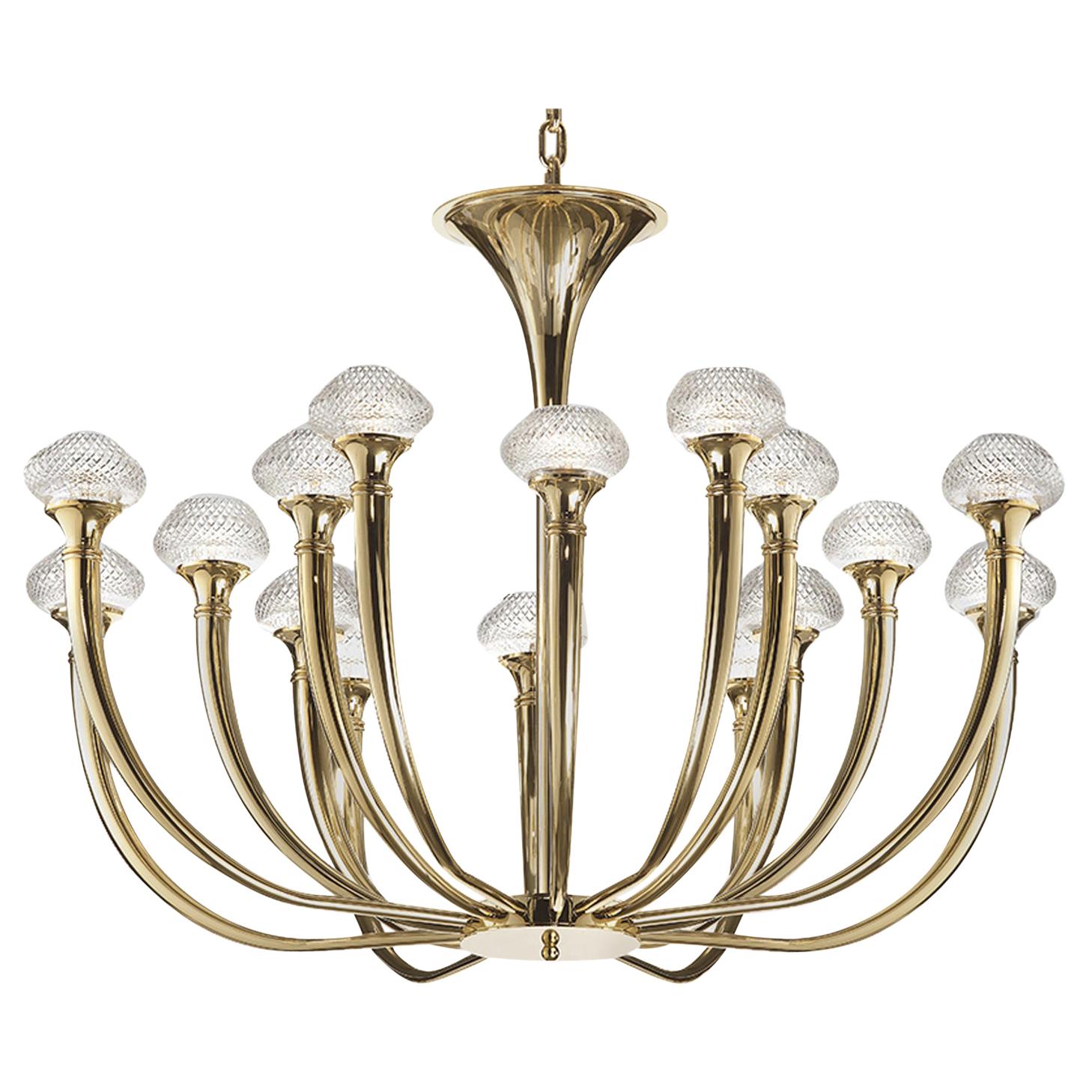 Art Deco Chandelier with Crystal