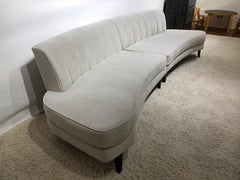 Art Deco Style 1950s Channel Back Curved Two-Piece Sofa