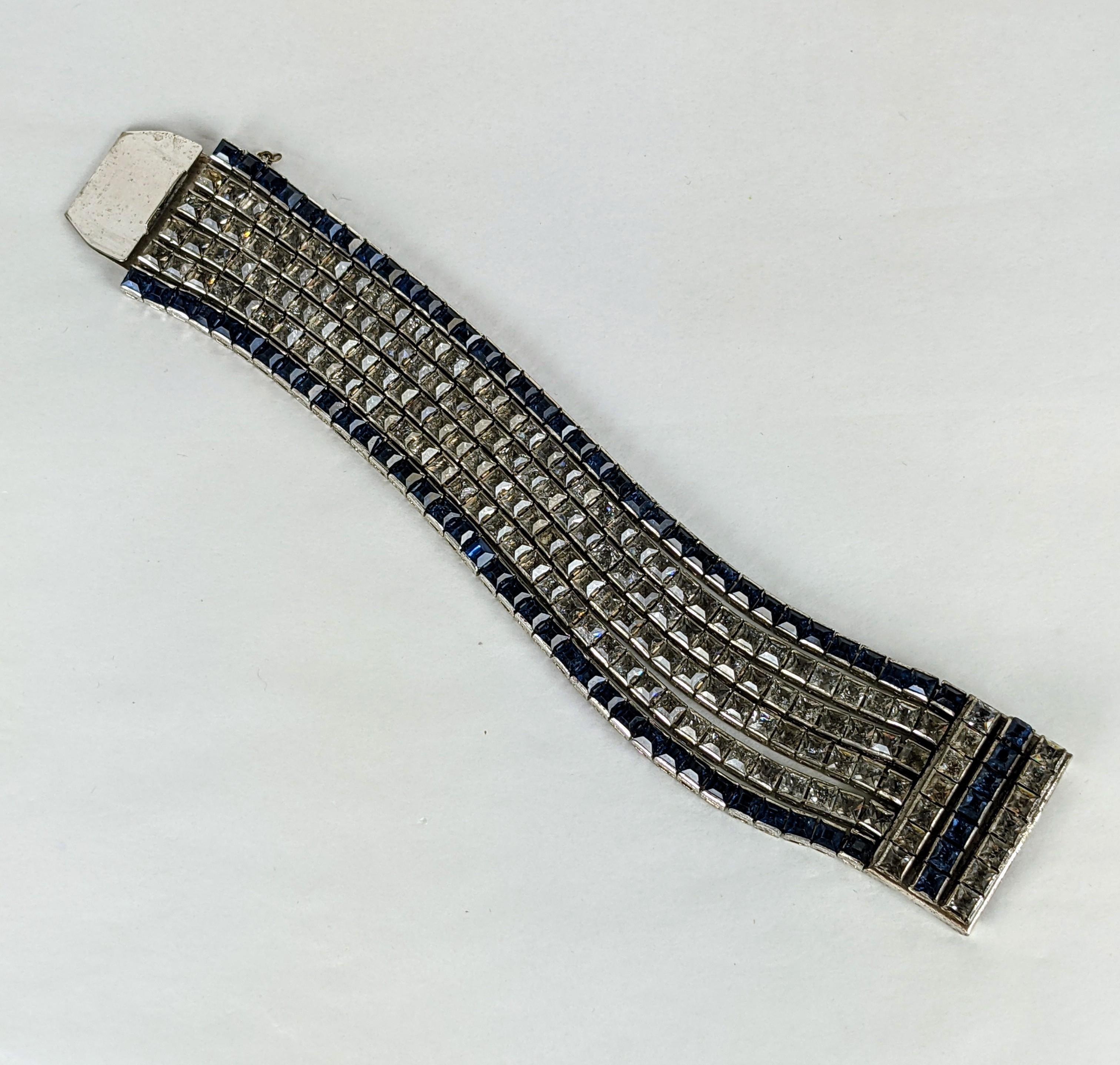 Art Deco Channel Set Wide Bracelet In Excellent Condition For Sale In New York, NY