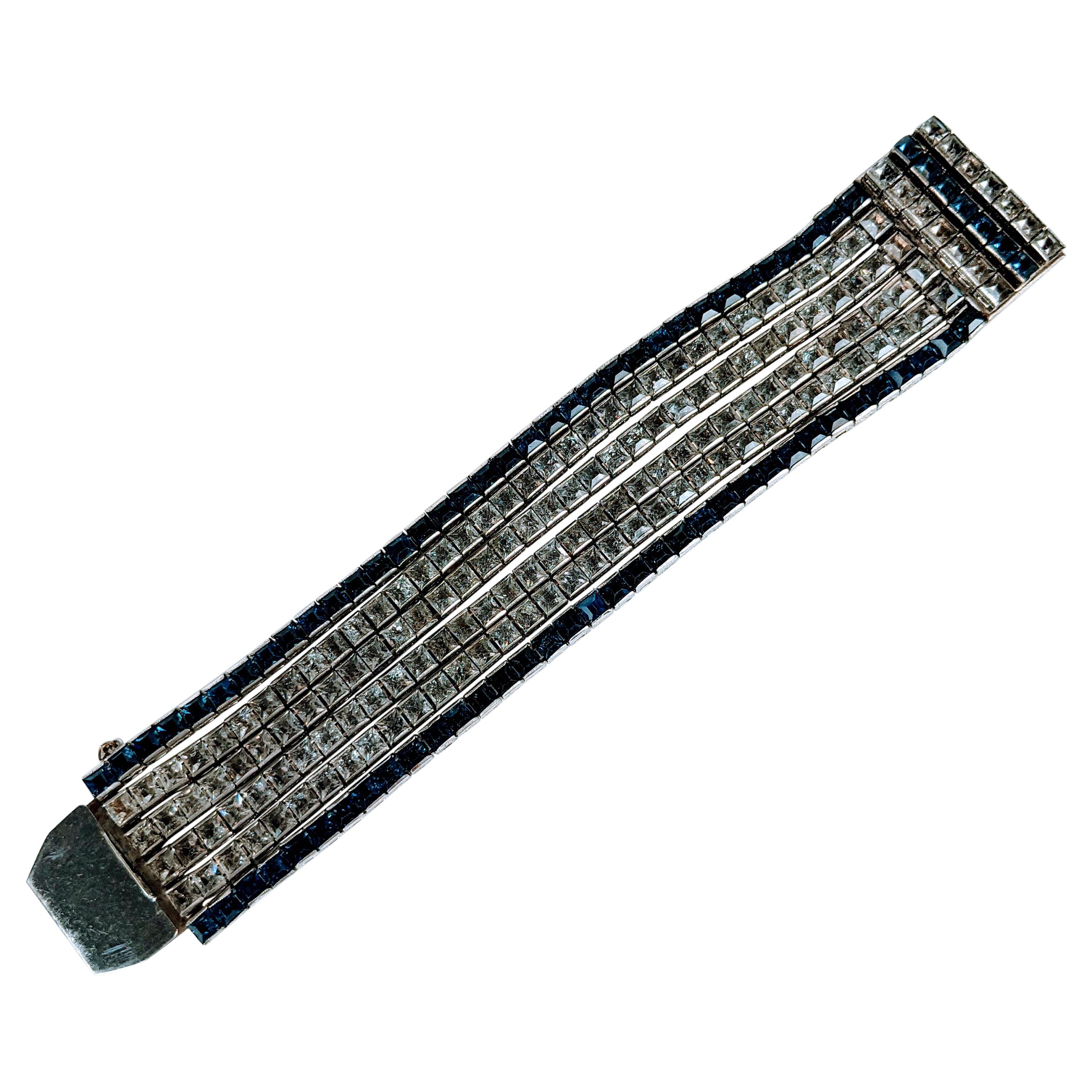 Breites Art-Déco-Armband mit Kanalfassung im Angebot