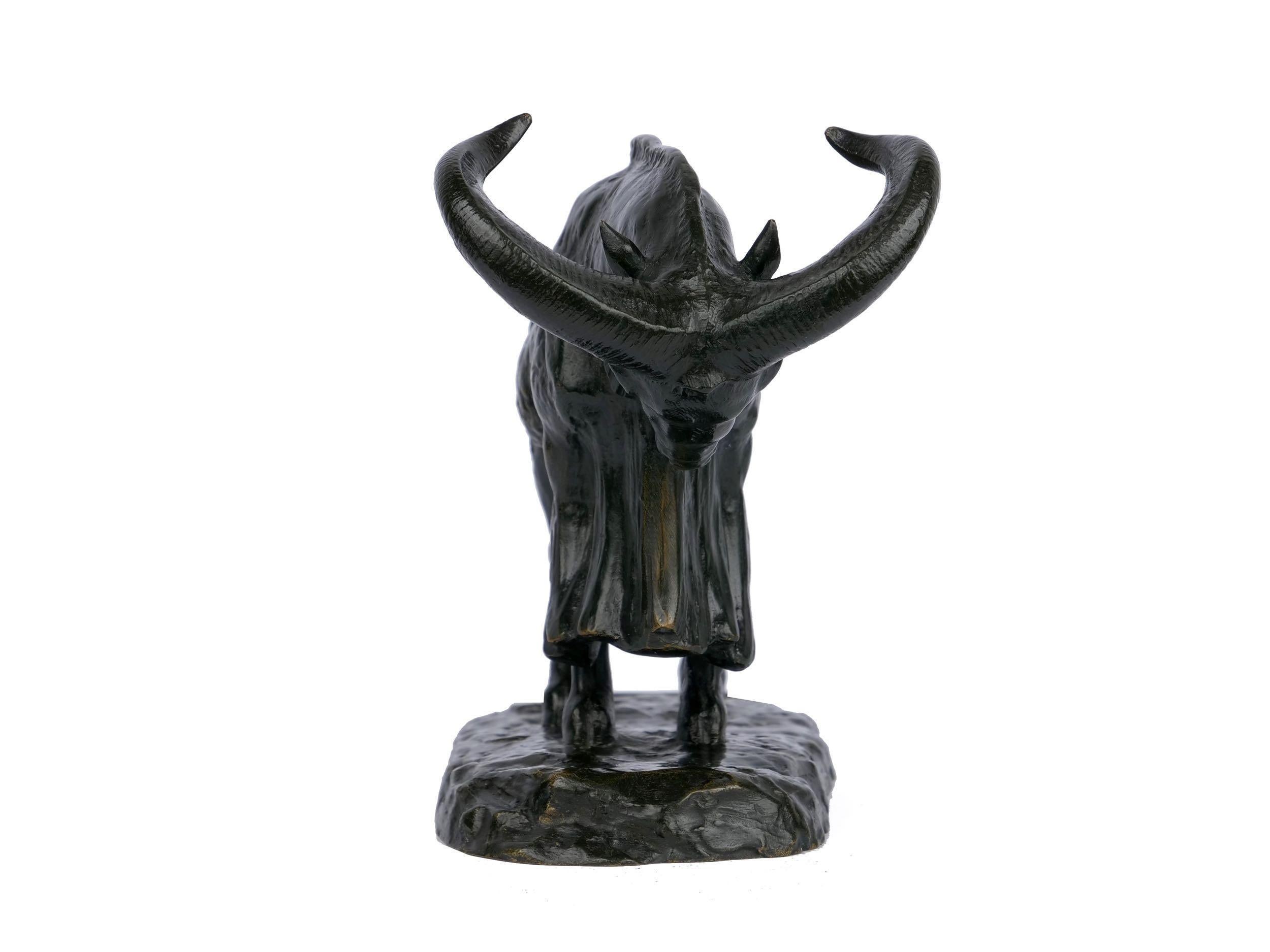 Art Deco “Charging Ram” Modernist Bronze Sculpture by Felix Guis, circa 1930s In Good Condition In Shippensburg, PA