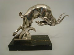 Scultura Art Déco in bronzo argentato con ariete, Italia, 1930