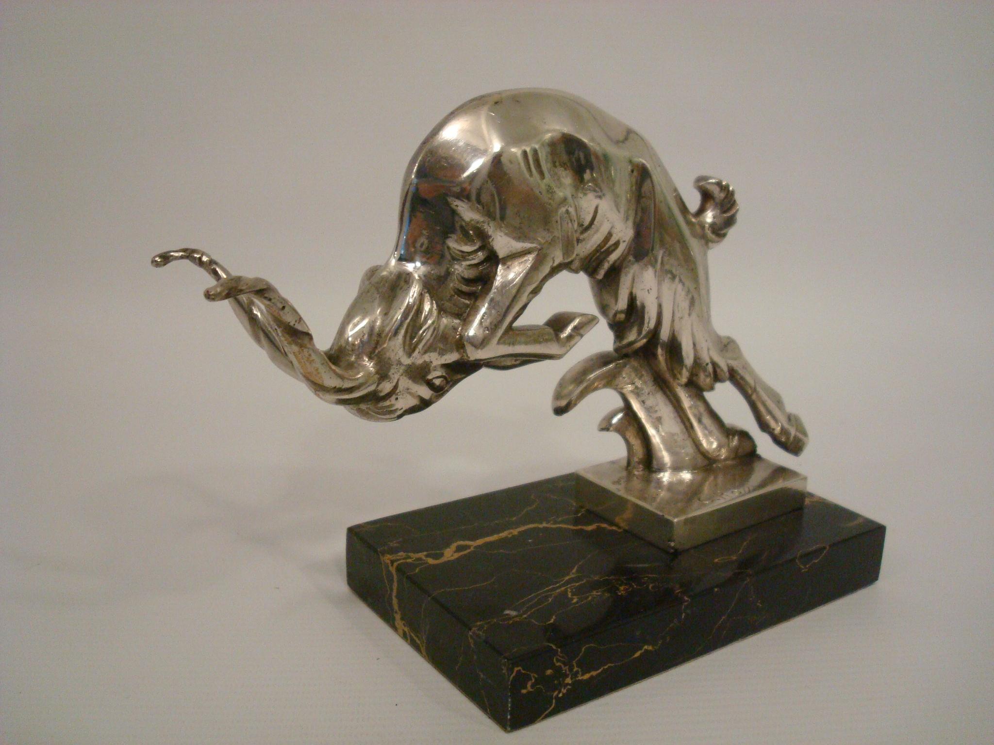 20th Century Art Deco Charging Ram Silvered Bronze Sculpture, Italian 1930´s For Sale
