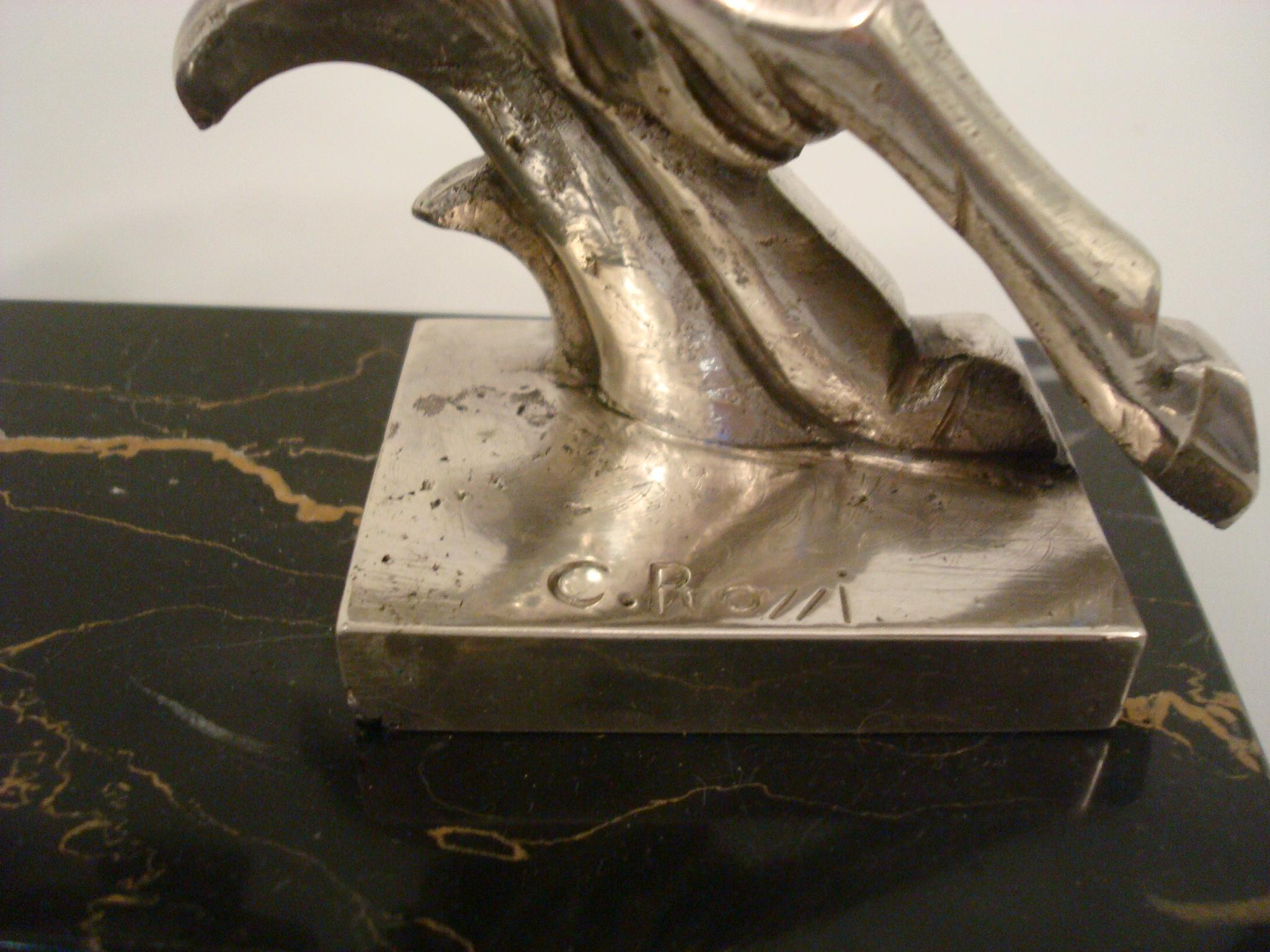 Art Deco Charging Ram Silvered Bronze Sculpture, Italian 1930´s For Sale 2