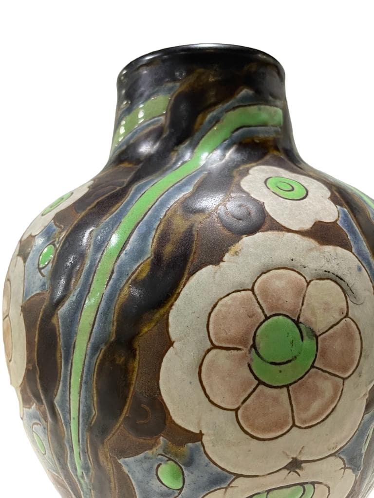 Art déco Vase Charles CATTEAU « Fleurs », 1930 en vente