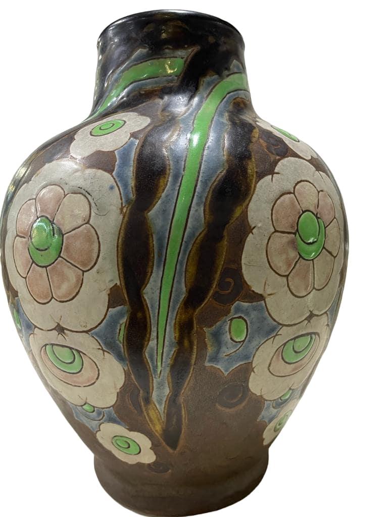 Vase Charles CATTEAU « Fleurs », 1930 Bon état - En vente à Richmond Hill, ON