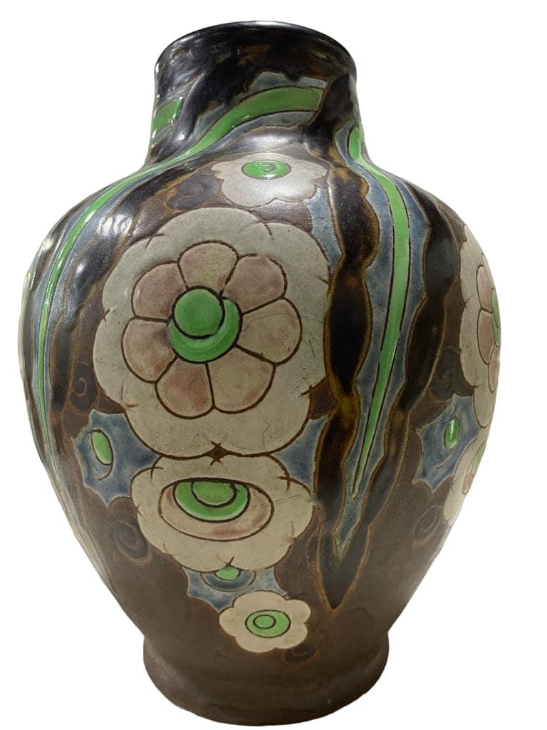 ART DECO Charles CATTEAU Vase „Fleurs“ von ART DECO, 1930 (Keramik) im Angebot