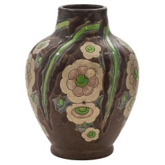 ART DECO Charles CATTEAU Vase "Fleurs"- 1930