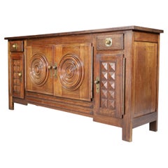 Credenza Art Deco Charles Dudouyt in Oak, Francia, anni '30