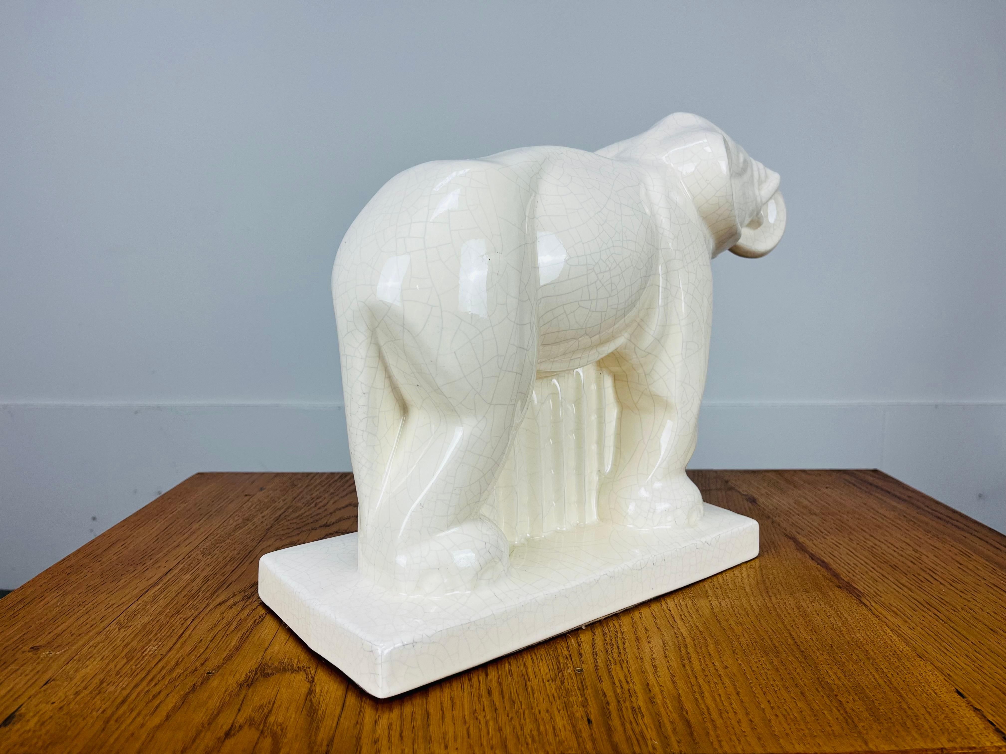 Ceramic Art Deco Charles Lemanceau for Saint-Clément Elephant sculpture, 1930's For Sale