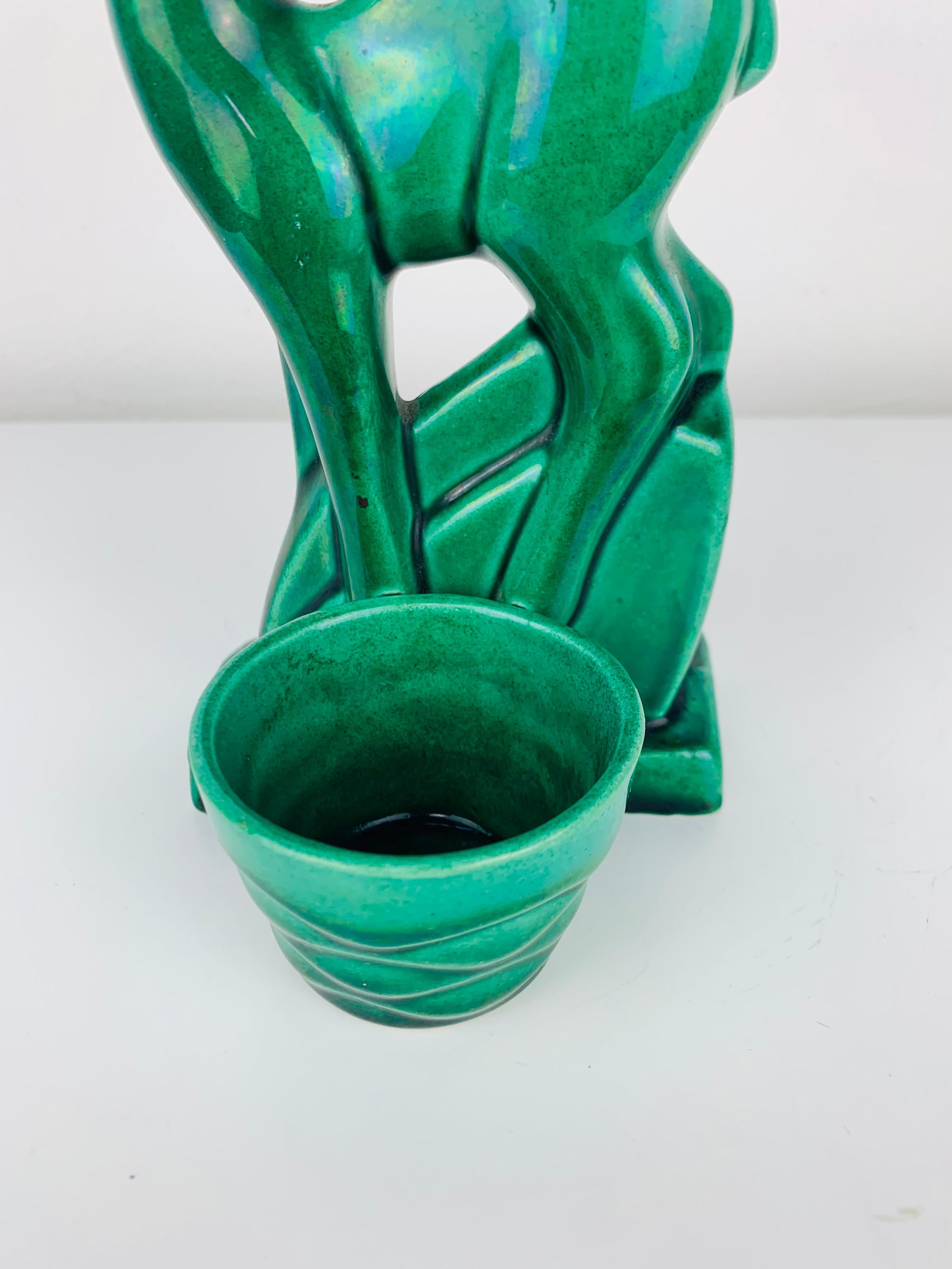 Scultura di cerbiatto in stile Art Déco Charles Lemanceau per Saint Clément, anni '30, smalto verde in vendita 5