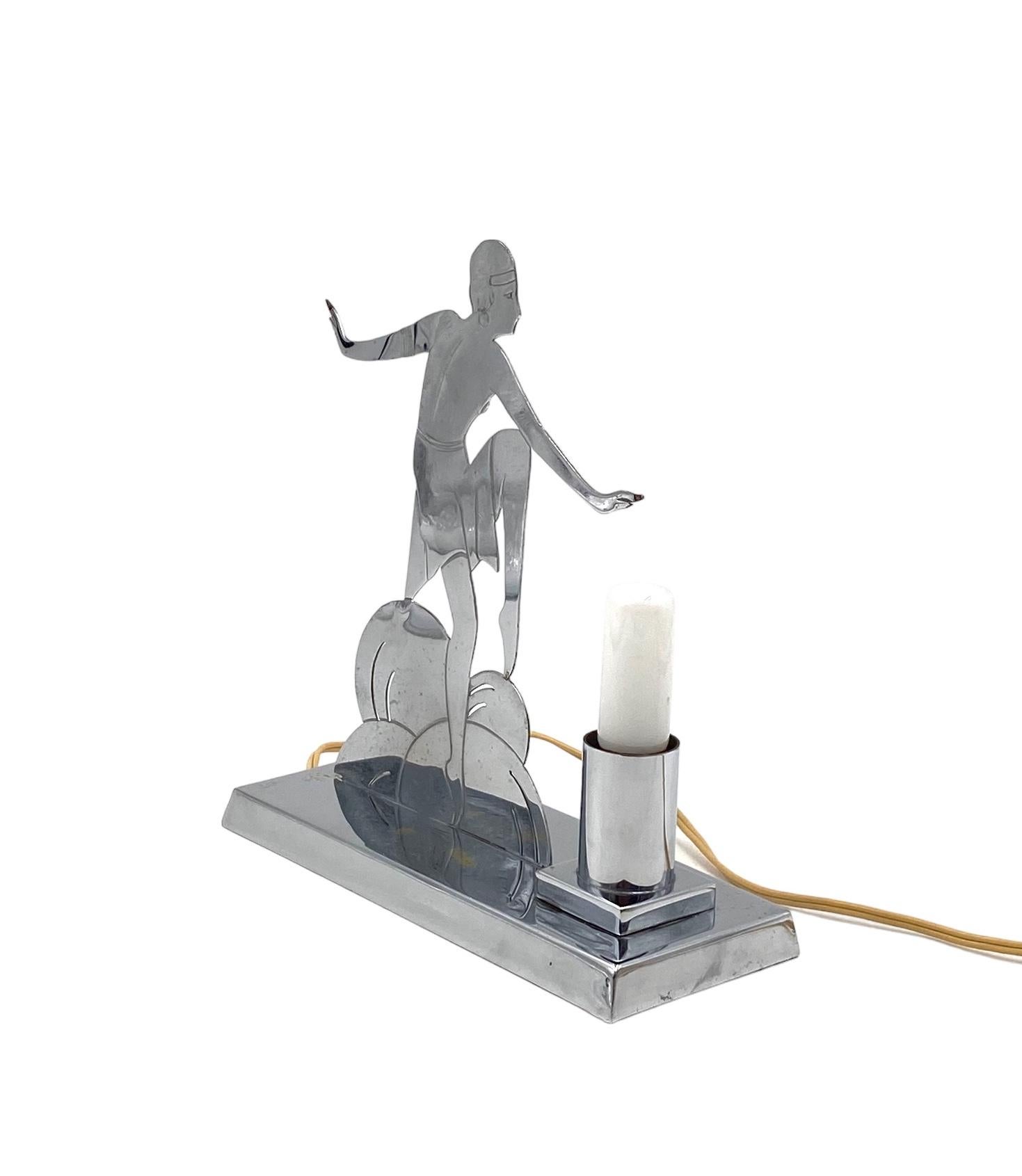 Art Déco Charleston Dancer cubist Table Lamp, LW Paris France, circa 1930 in vendita 5