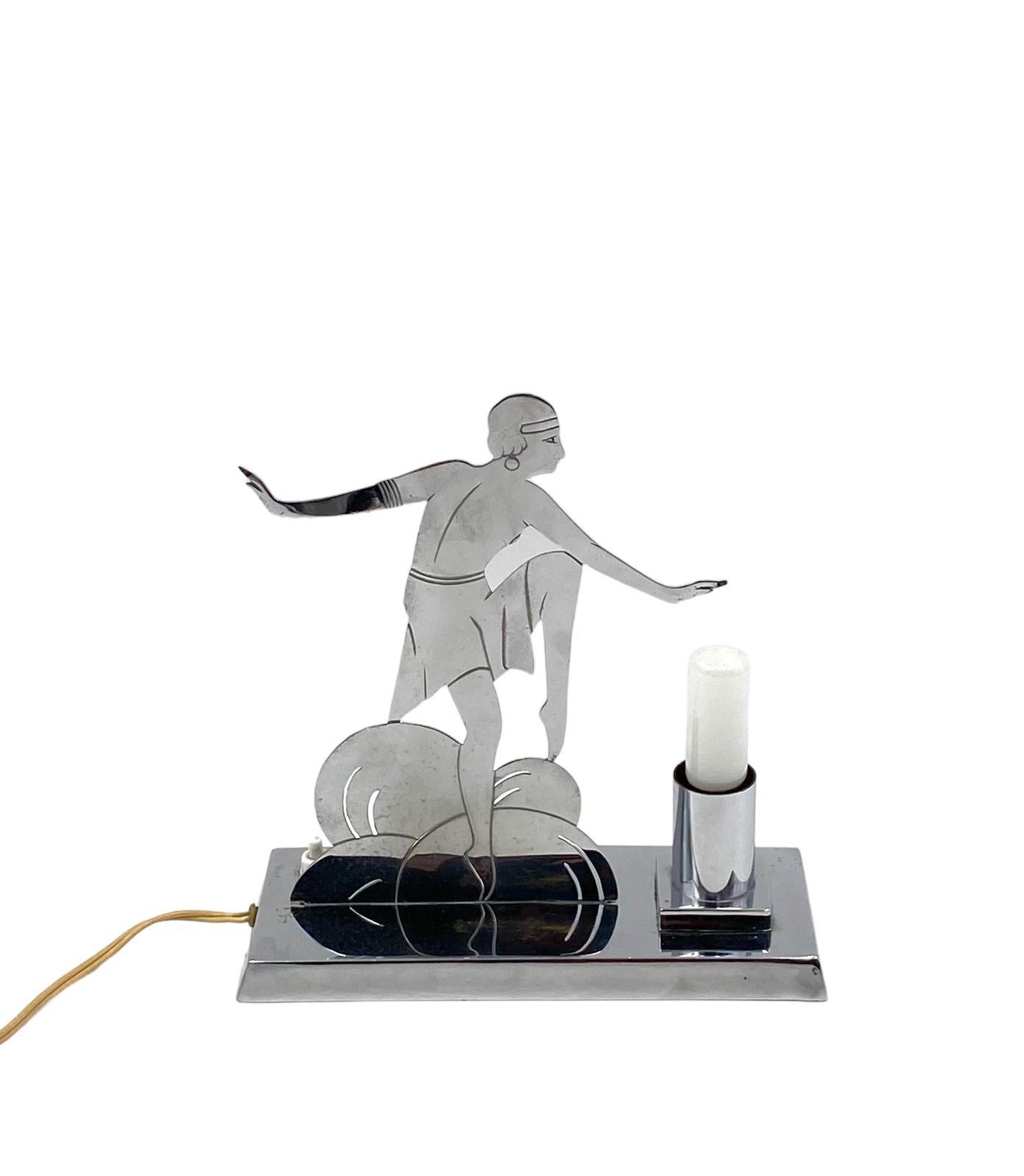 Art Déco Charleston Dancer cubist Table Lamp, LW Paris France, circa 1930 in vendita 6
