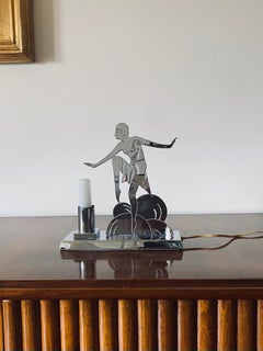 Art Deco Charleston Dancer cubist Table Lamp, LW Paris France, circa 1930s