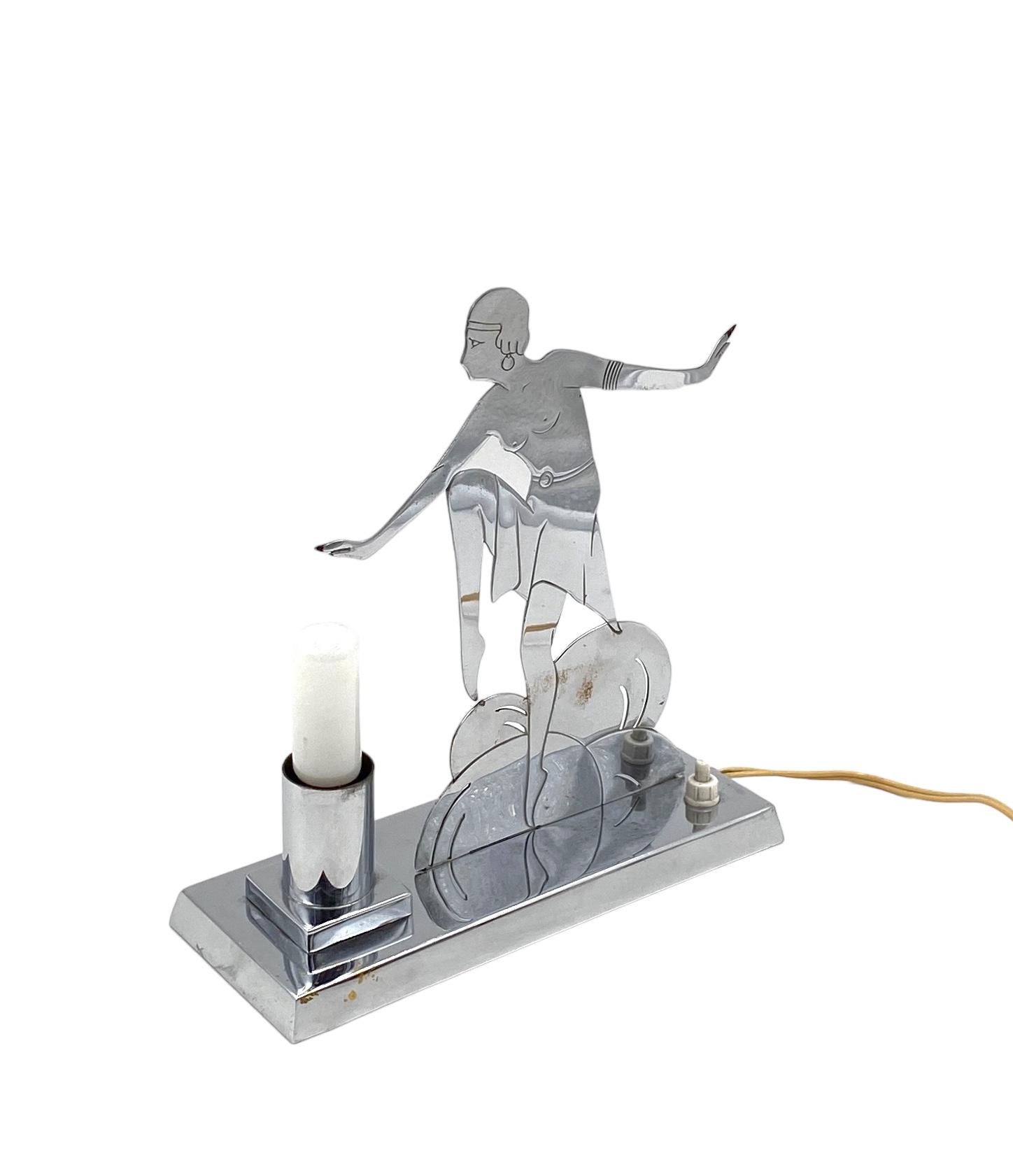 Art Déco Charleston Dancer cubist Table Lamp, LW Paris France, circa 1930 in vendita 3