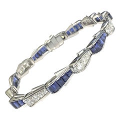 Vintage Art Deco Charlton & Co. Platinum Sapphire and Diamond Bracelet