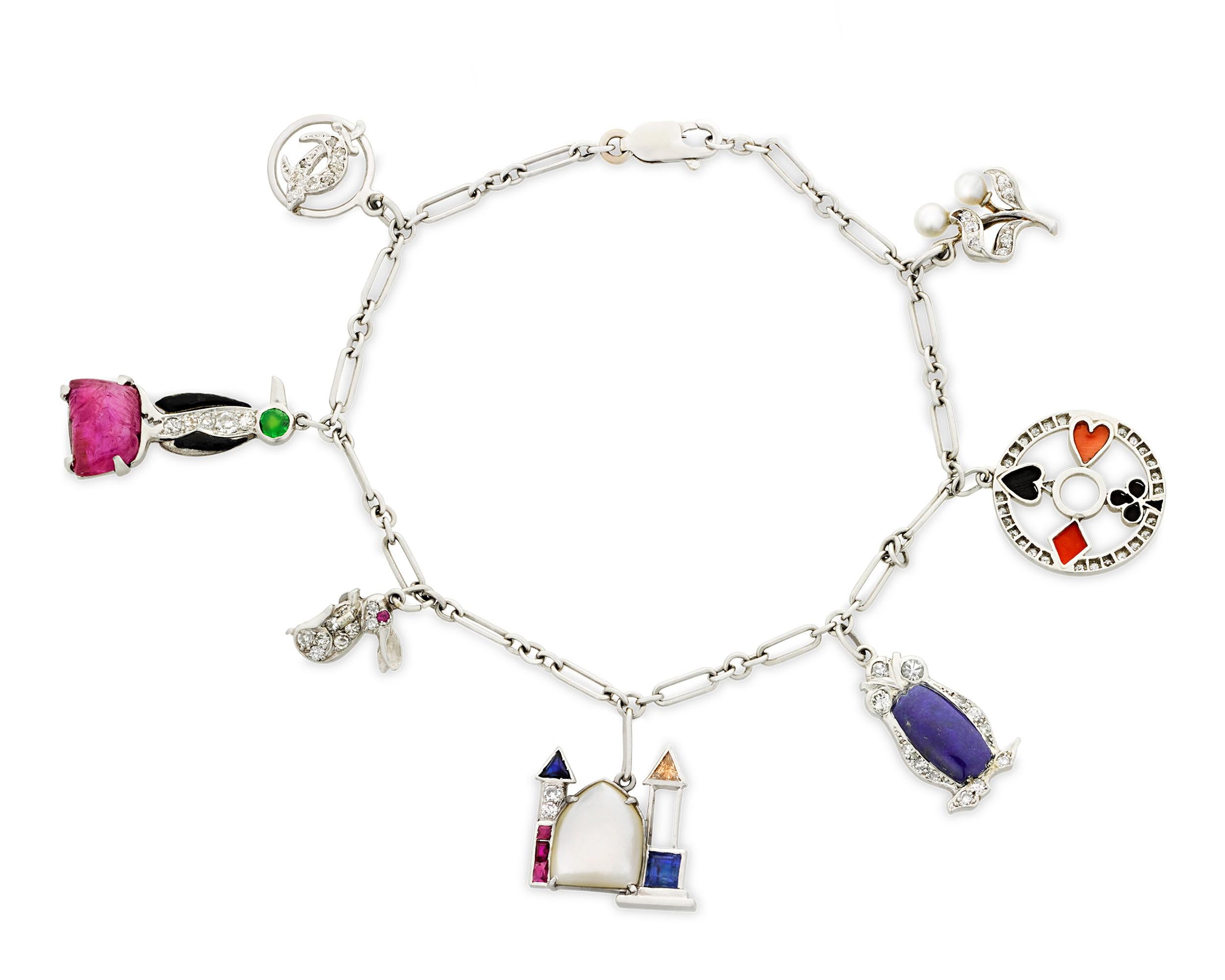 Women's Art Deco Charm Bracelet For Sale