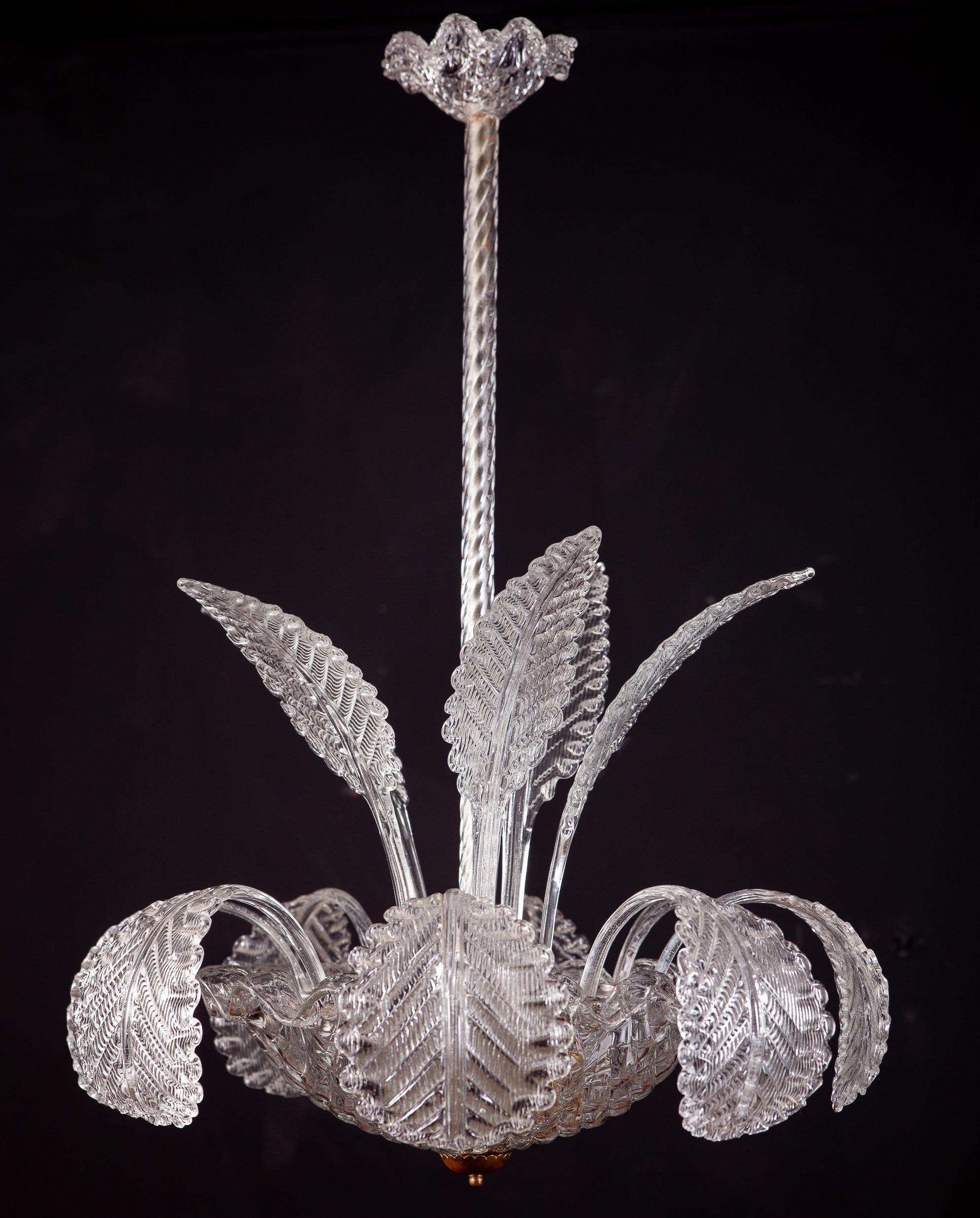 Art Deco Charming Murano Glass Chandelier by Barovier Italy, 1940 6