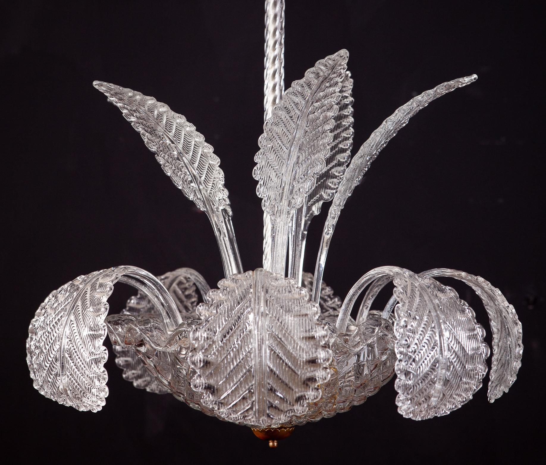 Art Deco Charming Murano Glass Chandelier by Barovier Italy, 1940 1